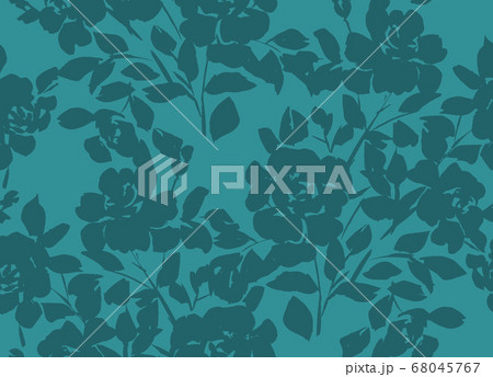Floral seamless pattern. Silhouettes made of roses and petals. 68045767