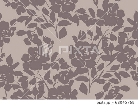 Floral seamless pattern. Silhouettes made of roses and petals. 68045769