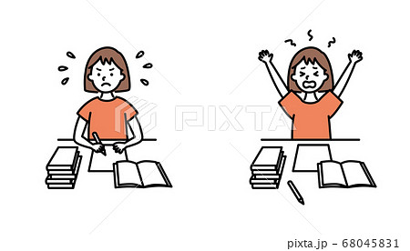 必死に勉強する女の子bのイラスト素材