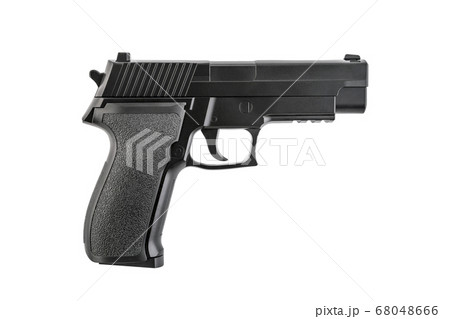 Black pistol gun isolated on white background with clipping path 68048666