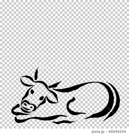 線で描いた牛(墨の手描きイラスト) 線で描いた牛(墨の手描きイラスト) 68049204