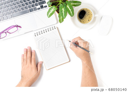 business man hand writing on blank notebook with business man hand writing on blank notebook with 68050140