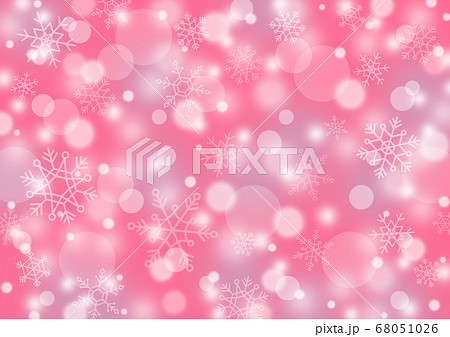 ふわふわの雪の背景素材 雪の結晶 ピンク のイラスト素材