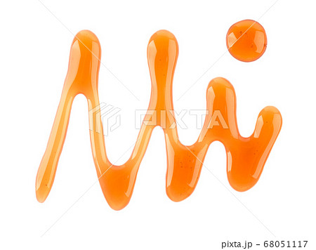 Maple syrup drizzle isolated on white background. 68051117