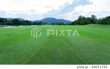 Beautiful green grass field of golf course. 68051549