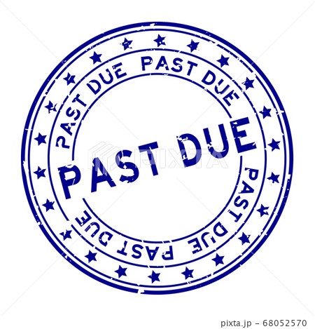 Grunge blue past due word round rubber seal stamp 68052570