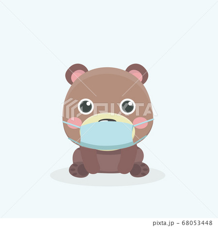 face mask cartoon animal illustration. 68053448