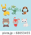 face mask cartoon animal illustration. 68053455