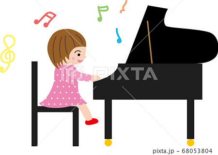 ピアノを弾く女の子のイラスト素材