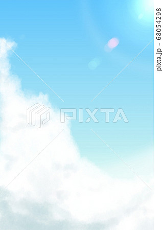 アニメ風 背景素材 青空と雲 縦 のイラスト素材
