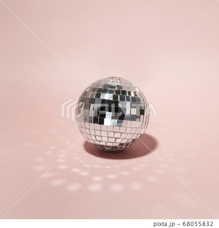 Disco ball on pink background. Minimal party concept. 68055832