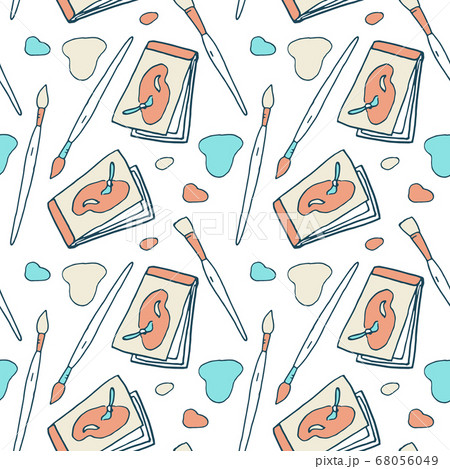 Sketchbook and paint brush seamless pattern Sketchbook and paint brush seamless pattern 68056049
