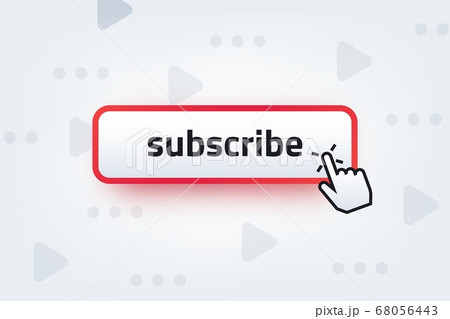 Subscribe button. Clicking hand cursor with subscription button, video channel interaction symbol. Vector subscription ui element 68056443
