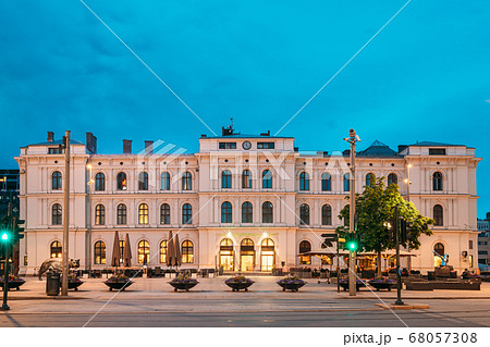 Oslo, Norway. Night View Of Hotel Near Oslo Central Station Railway Station Oslo, Norway. Night View Of Hotel Near Oslo Central Station Railway Station 68057308