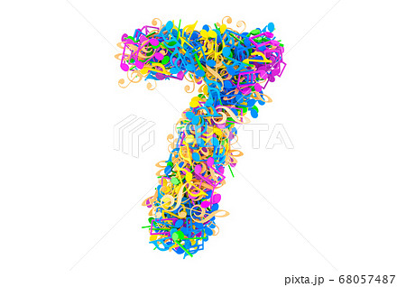 Number 7 from colored musical notes. 3D rendering 68057487