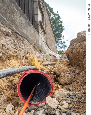 Building of lines fiber optic cables construction Building of lines fiber optic cables construction 68057618