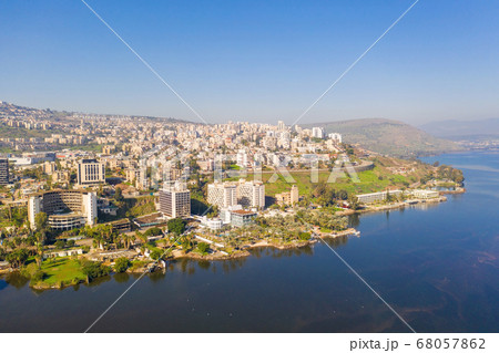 Tiberias, Israel. with the sea of Galilee on a clear day. Tiberias, Israel. with the sea of Galilee on a clear day. 68057862