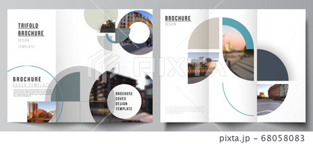 Vector layouts of covers design template for trifold brochure, flyer layout, book design, brochure cover, advertising. Background with abstract circle round banner. Corporate business concept template Vector layouts of covers design template for trifold brochure, flyer layout, book design, brochure cover, advertising. Background with abstract circle round banner. Corporate business concept template 68058083