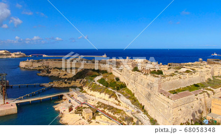 Kalkara Malta and Fort Rikasoli from above 68058348