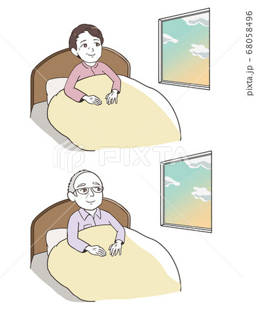 窓の外を見る高齢者　朝 68058496