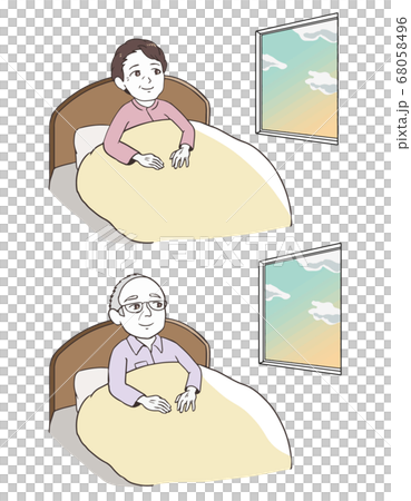 窓の外を見る高齢者　朝 68058496