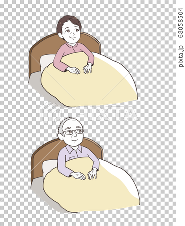 ベッドに座る高齢者 68058504