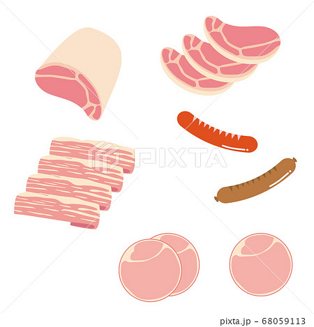 豚加工肉セットイラスト 68059113
