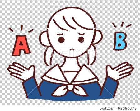 A girl in a sailor suit smiling and raising both hands to guide the selection 68060375