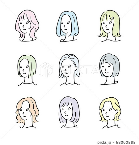 顔　アイコン　ミディァムヘア 68060888