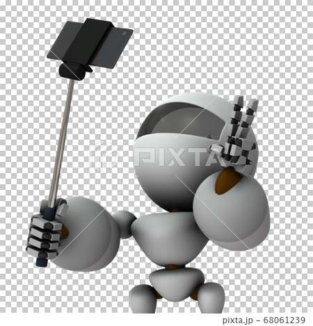 自撮を楽しむ人工知能のロボット。3Dレンダリング。 68061239
