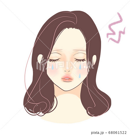 悲しい表情の女性のイラスト素材