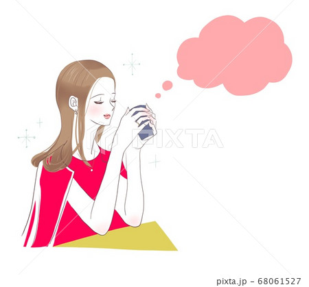 カフェでコーヒーを飲む女性のイラスト素材 カフェでコーヒーを飲む女性のイラスト素材