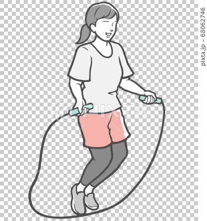 なわとびをする若い女性 68062746