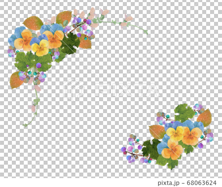 水彩の秋の花フレームのイラスト素材