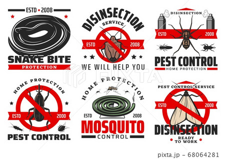 Pest control and disinfection service vector icons 68064281