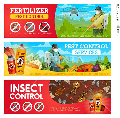 Pest control banners with insects, exterminators 68064378