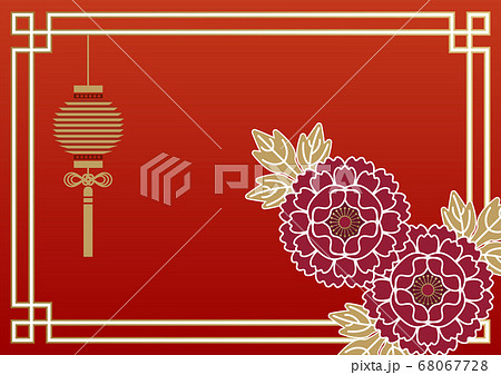 春節の為の背景素材 中華風の華と灯篭のイラスト 背景素材 春節 のイラスト素材