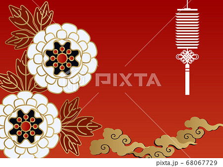 春節の為の背景素材 中華風の華と灯篭のイラスト 背景素材 春節 のイラスト素材