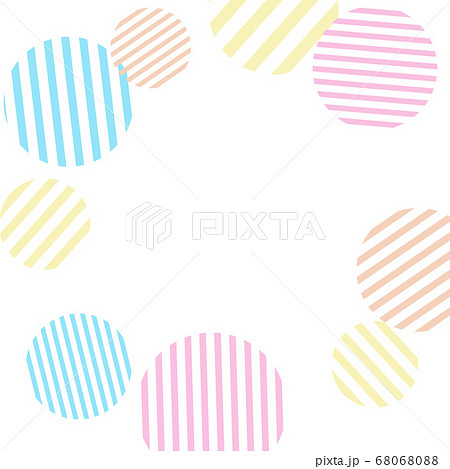 白背景に複数のパステルカラーの縞模様を配したサークルイメージのイラスト素材