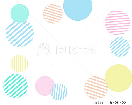 白背景に複数のパステルカラーの縞模様を配したサークルイメージのイラスト素材