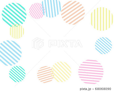 白背景に複数のパステルカラーの縞模様を配したサークルイメージのイラスト素材