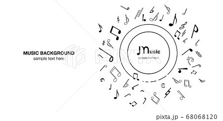 音符音楽ミュージック背景ベクターイラスト白黒アブストラクトのイラスト素材