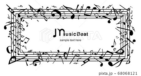 音符音楽ミュージック背景ベクターイラスト白黒アブストラクトのイラスト素材