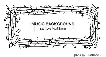 音符音楽ミュージック背景ベクターイラスト白黒アブストラクトのイラスト素材