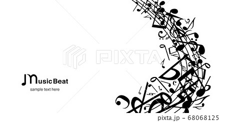 音符音楽ミュージック背景ベクターイラスト白黒アブストラクトのイラスト素材