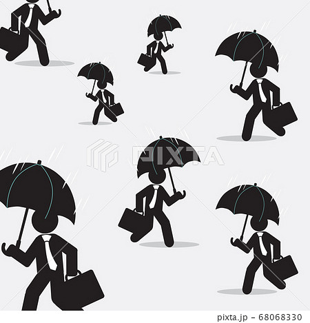 Business Man Icon With an Umbrella in The Rain 68068330
