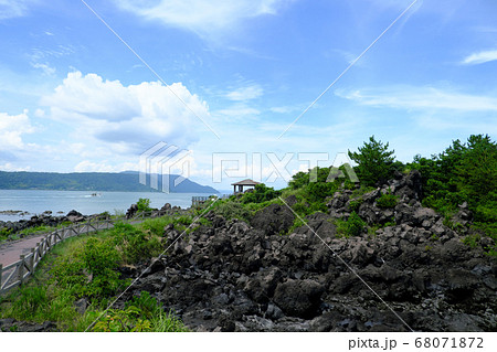 大自然を満喫できる桜島溶岩なぎさ公園の遊歩道 68071872