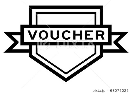 Vintage black color pentagon label banner with word voucher on white background 68072025