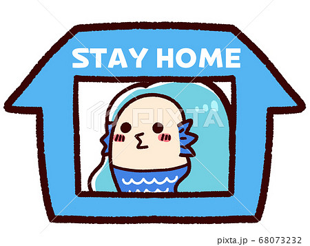 アマビエとSTAY HOME　青 68073232