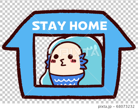 アマビエとSTAY HOME　青 68073232